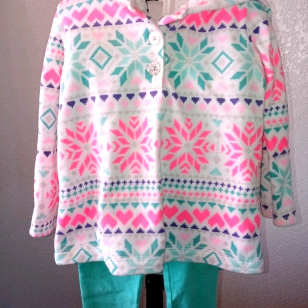 2 Piece Carter's Snowflake Hoodie Sweater Set with Pants Size 18 Months